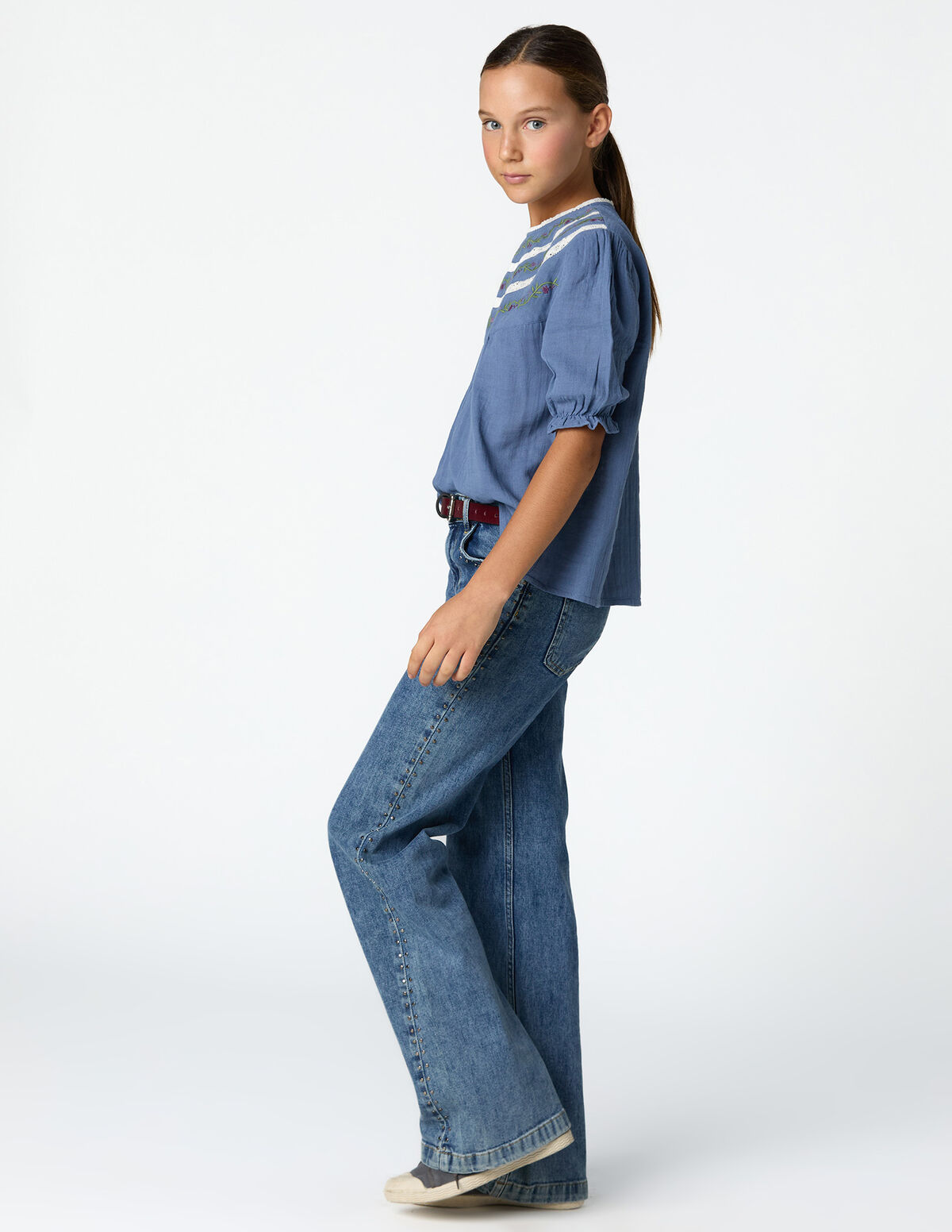 ANILINE BLUE EMBROIDERED SHIRT